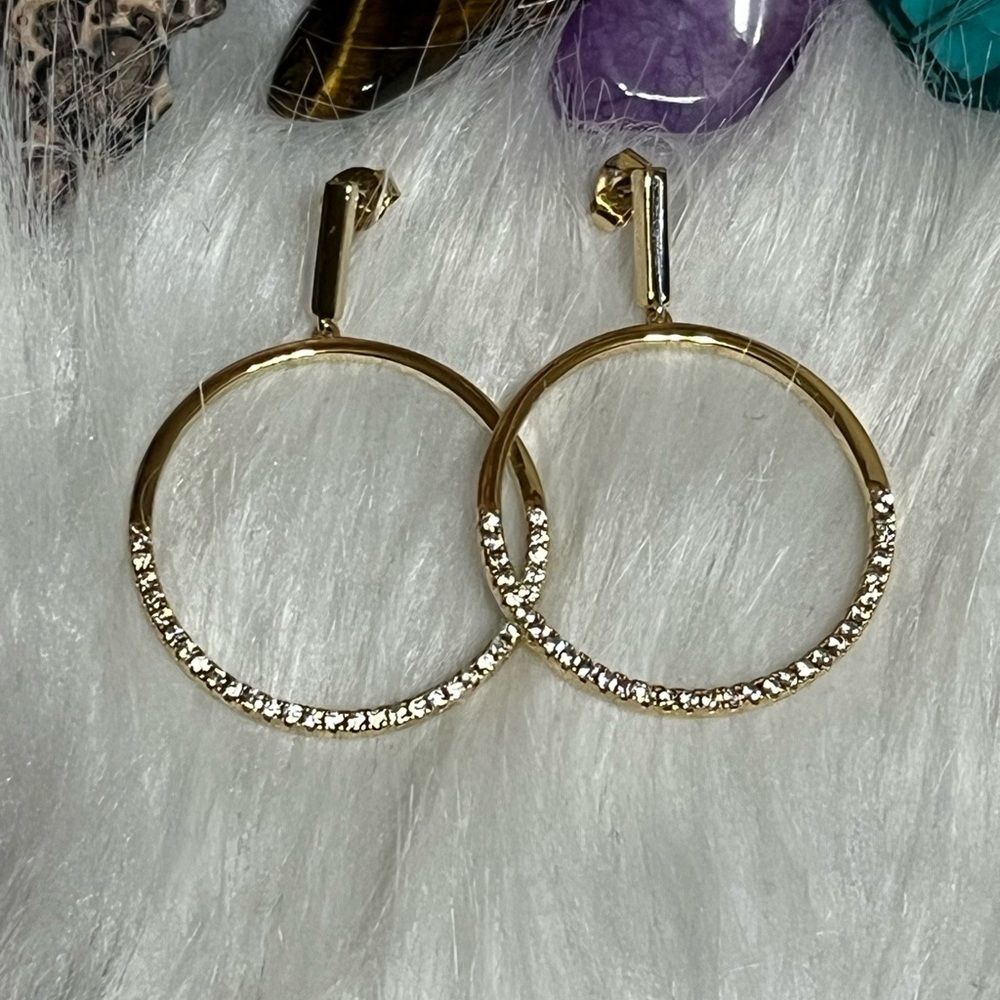 Gold Crystal Hoop Earrings - Elegant Sparkle